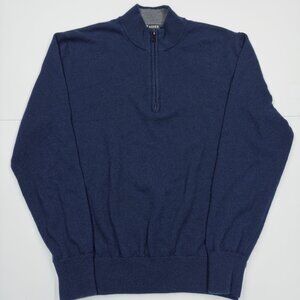 Asher Men's Sweater Quarter Zip 70% Wool 30% Cashmere Golf Blue - XL